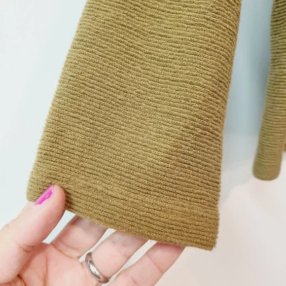 Madewell Shirt Texture Thread Olive Green Crop Top Tie Front Womens XXS - Picture 3 of 8